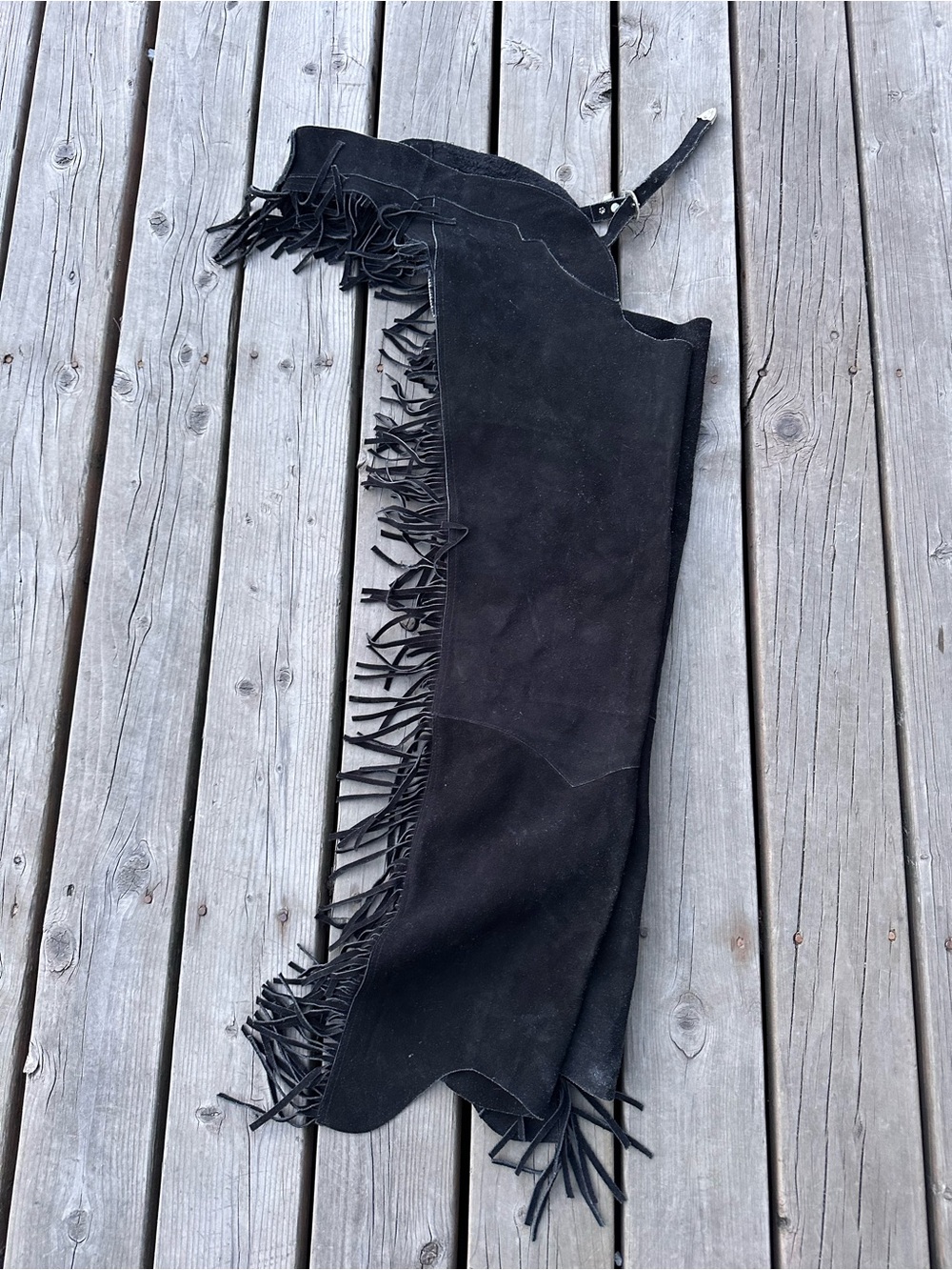 Large Adult Black Leather Western Show Chaps